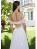 Off Shoulder Ivory Lace Tulle Sweet Wedding Dress